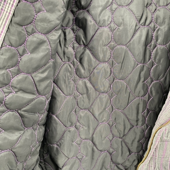 Roxy Jacket Girls Youth Size Large Faux Fur Hood Pockets Front Full Zip Tartan - Picture 12 of 14